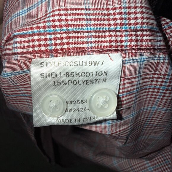 Cody James Core Plaid Shirt Mens Small Long Sleeve Button Down Red White Blue - Picture 6 of 9